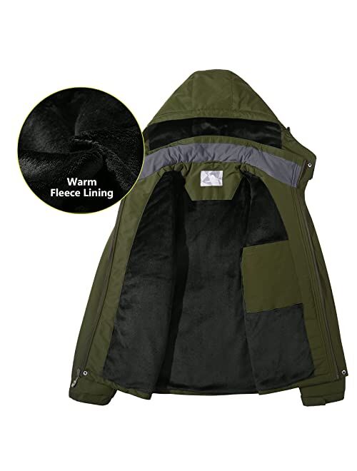 CAMEL Men's Winter Ski Jackets Waterproof Snow Coat with Hood Mountain Windproof Rain Jacket