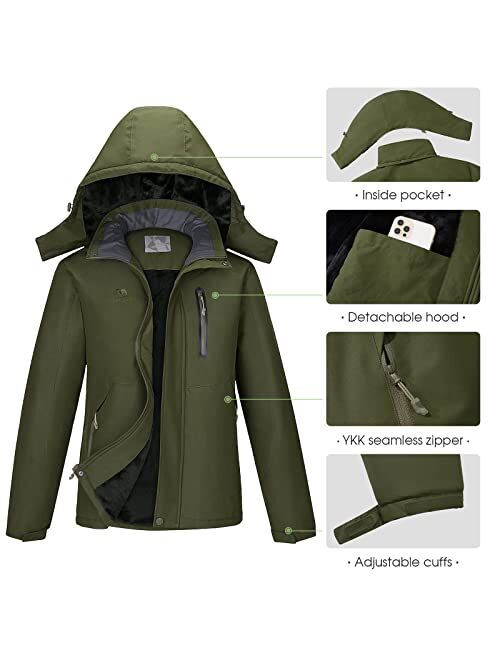 CAMEL Men's Winter Ski Jackets Waterproof Snow Coat with Hood Mountain Windproof Rain Jacket