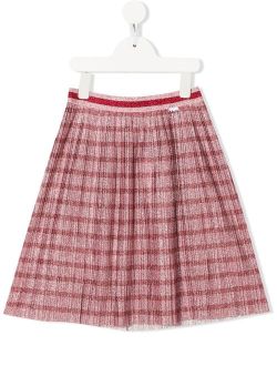 pleated shimmer striped skirt