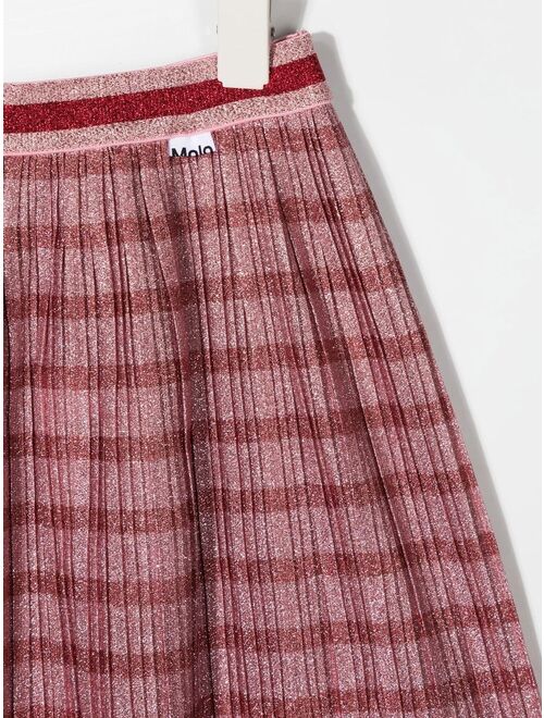 Molo pleated shimmer striped skirt