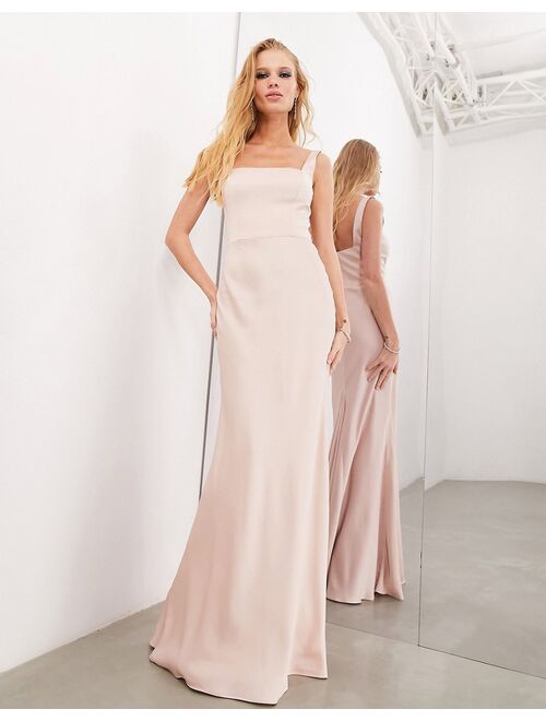 ASOS EDITION satin square neck maxi dress in blush