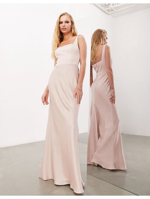 ASOS EDITION satin square neck maxi dress in blush