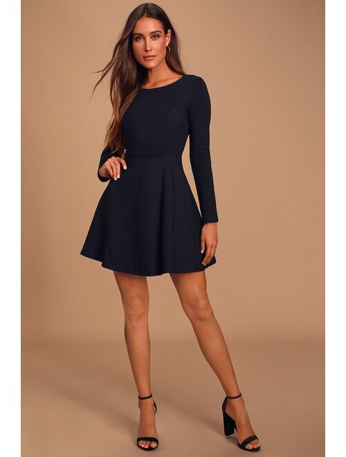 Lulus Forever Chic Black Long Sleeve Dress