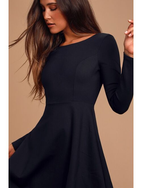 Lulus Forever Chic Black Long Sleeve Dress