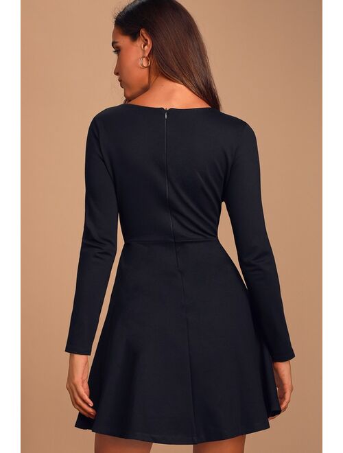 Lulus Forever Chic Black Long Sleeve Dress