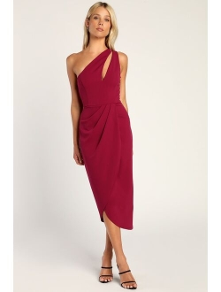 So Flirty Hot Pink One-Shoulder Cutout Asymmetrical Dress