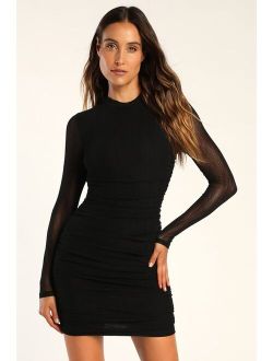 Fearless Fashion Black Mock Neck Long Sleeve Mini Dress