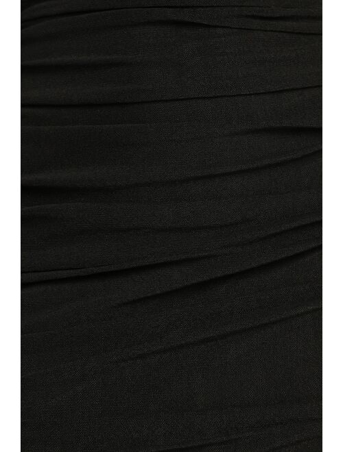 Lulus Fearless Fashion Black Mock Neck Long Sleeve Mini Dress