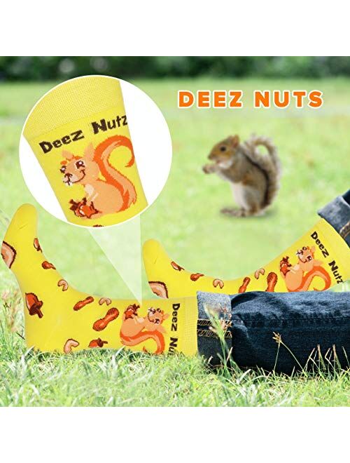 TC9SOCKS Funny Socks Deez Nuts Meme Socks Squirrel Lovers Socks Fun Socks Unisex Funky Socks Casual Dress Socks