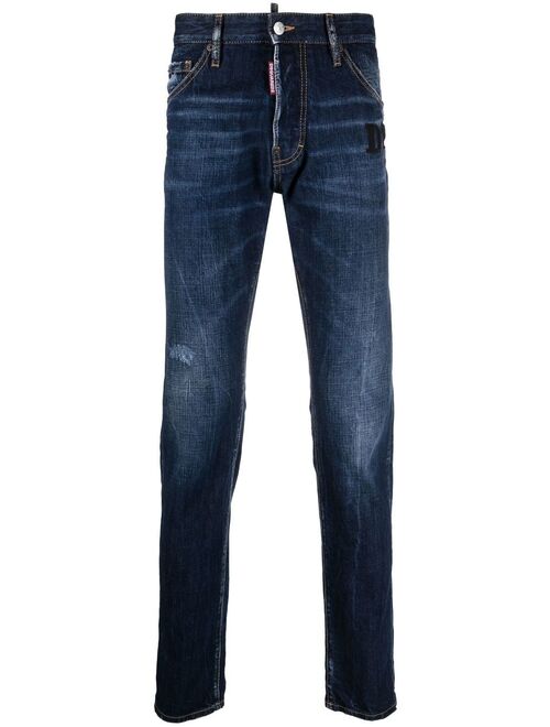 slim-cut denim jeans