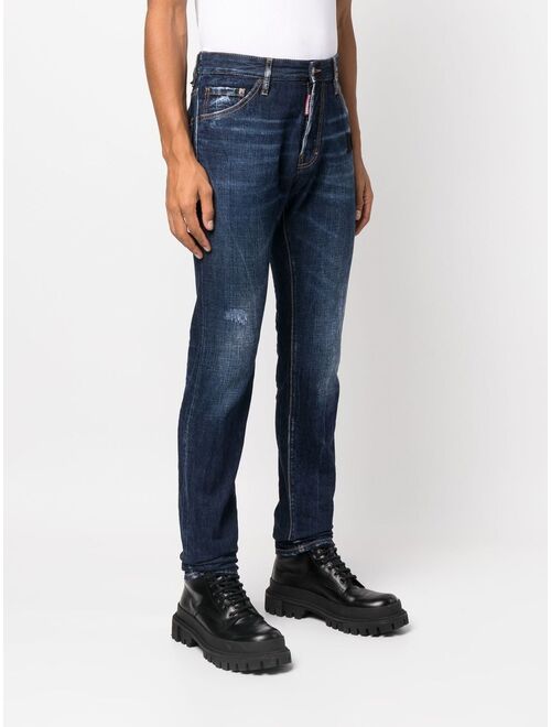 slim-cut denim jeans