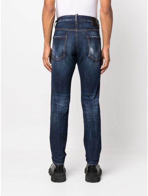 slim-cut denim jeans