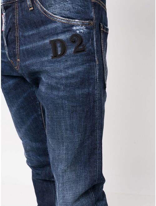 slim-cut denim jeans