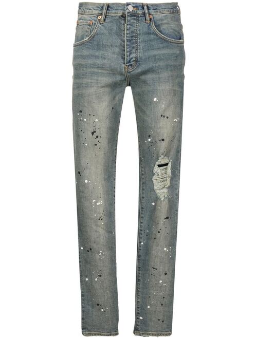 Purple Brand paint-splattered distressed jeans