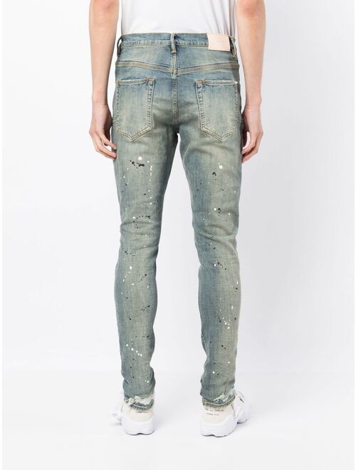 Purple Brand paint-splattered distressed jeans