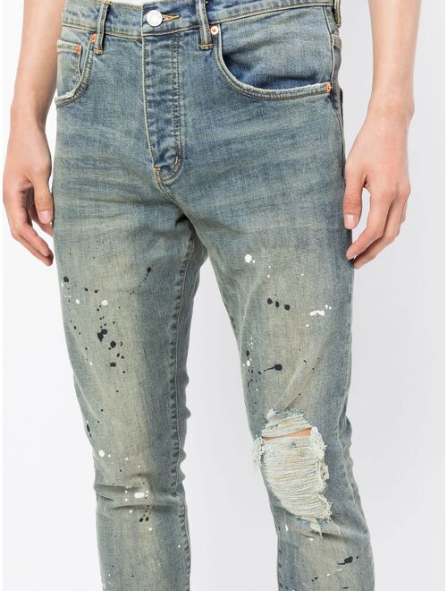 Purple Brand paint-splattered distressed jeans