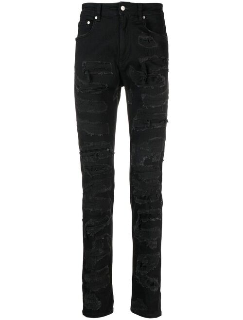 Represent Shredded Denim skinny-cut jeans