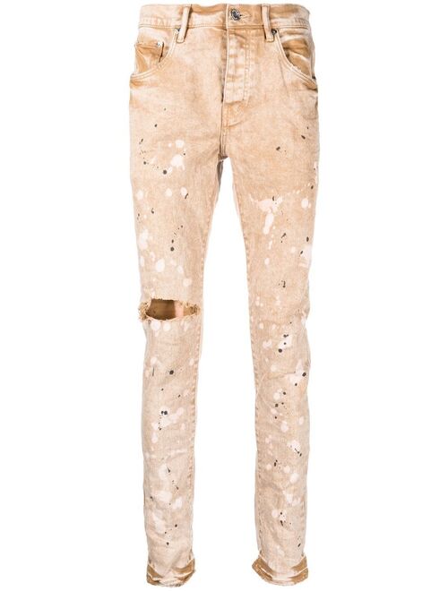 Purple Brand paint-splatter detail jeans