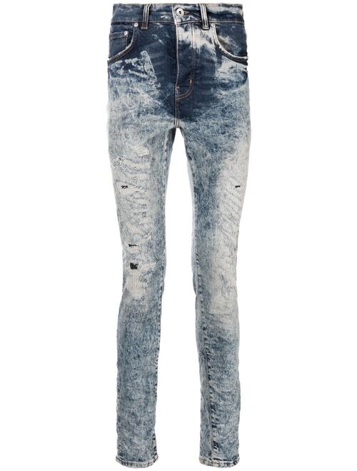 Purple Brand bleached-wash slim-cut jeans