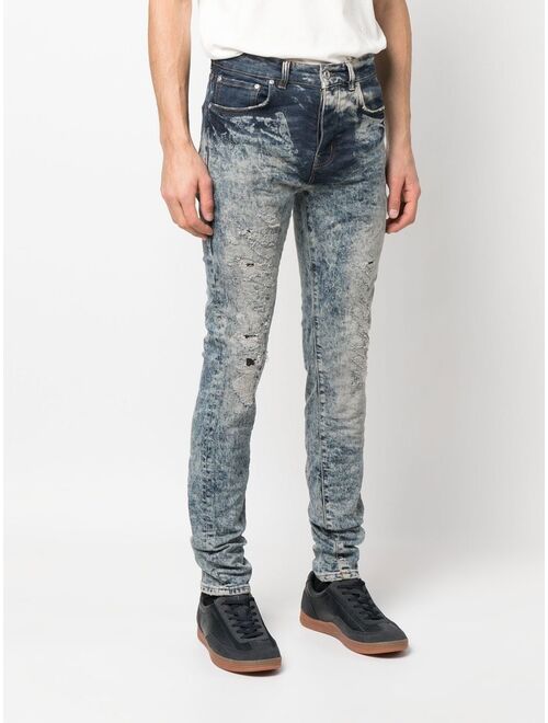 Purple Brand bleached-wash slim-cut jeans