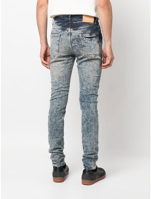 Purple Brand bleached-wash slim-cut jeans