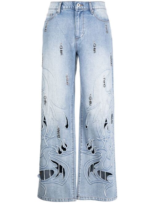 Feng Chen Wang Phoenix cut-out jeans