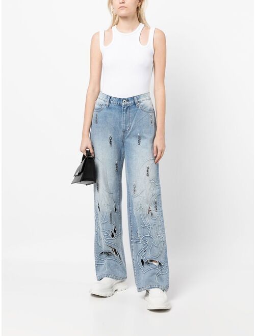 Feng Chen Wang Phoenix cut-out jeans