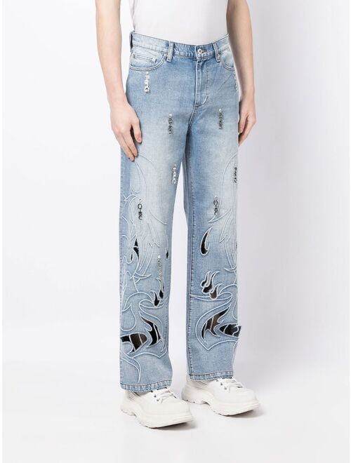 Feng Chen Wang Phoenix cut-out jeans