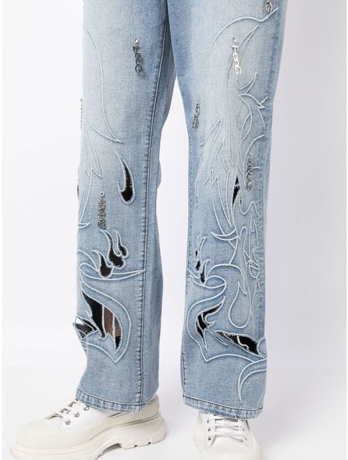 Feng Chen Wang Phoenix cut-out jeans