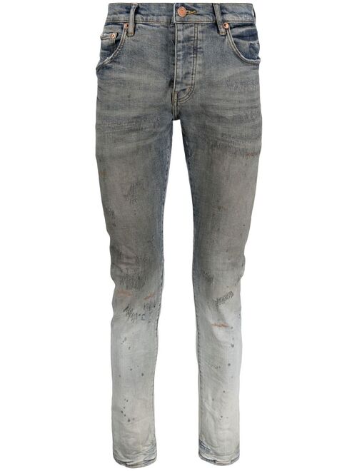 Purple Brand Blue Distressed Finish Low Rise Skinny Jeans