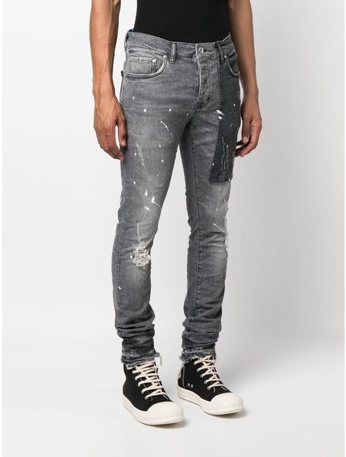 Purple Brand paint-splatter slim-fit jeans