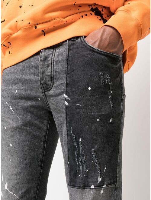 Purple Brand paint-splatter slim-fit jeans