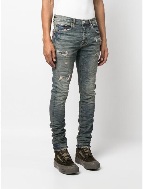 Purple Brand distressed low-rise skinny jeans