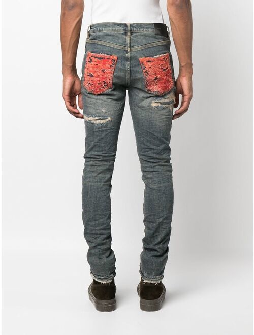 Purple Brand distressed low-rise skinny jeans