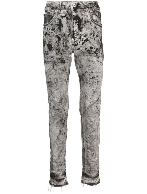 Purple Brand paint splatter-print skinny jeans