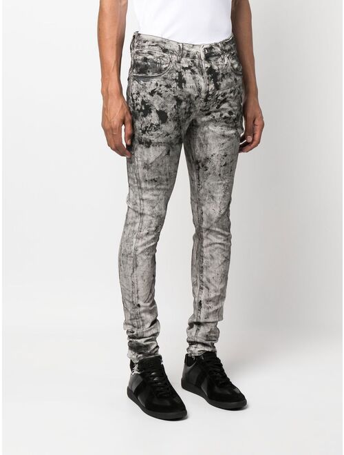 Purple Brand paint splatter-print skinny jeans