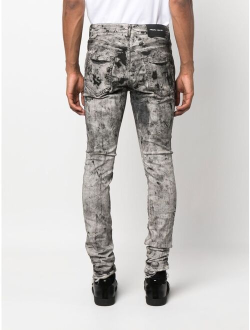 Purple Brand paint splatter-print skinny jeans