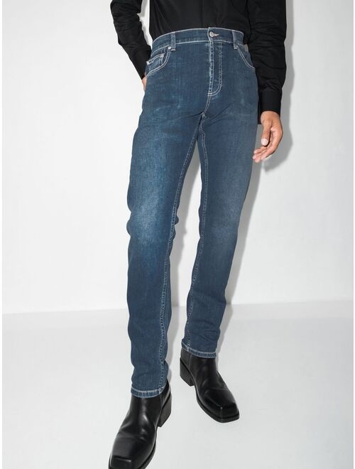 Alexander McQueen embroidered-logo straight-leg jeans