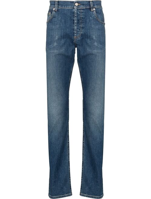 Alexander McQueen embroidered-logo straight-leg jeans