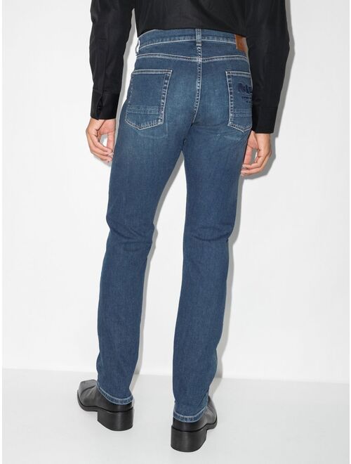 Alexander McQueen embroidered-logo straight-leg jeans