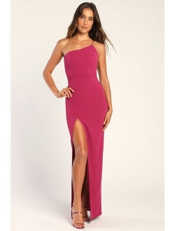 Keeper of My Heart Magenta One-Shoulder Maxi Dress