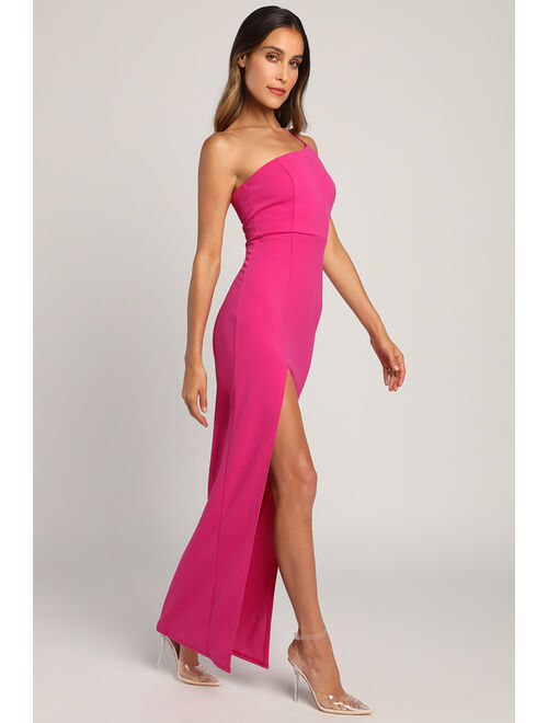 Lulus Keeper of My Heart Magenta One-Shoulder Maxi Dress