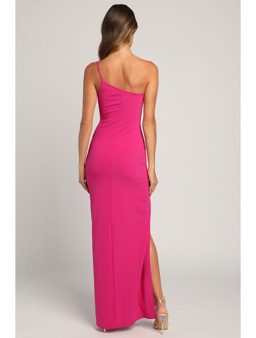 Lulus Keeper of My Heart Magenta One-Shoulder Maxi Dress