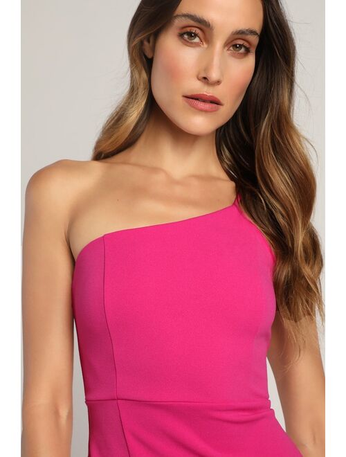 Lulus Keeper of My Heart Magenta One-Shoulder Maxi Dress