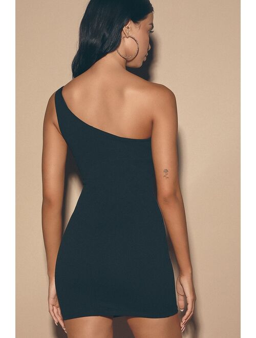 Lulus Late Night Love Black One-Shoulder Bodycon Dress