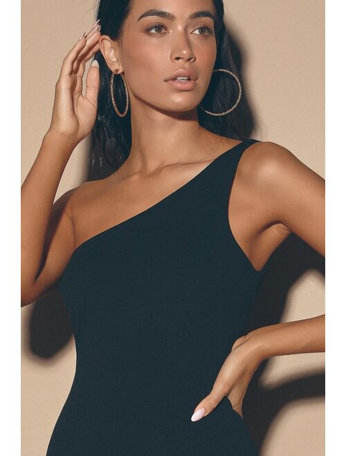 Lulus Late Night Love Black One-Shoulder Bodycon Dress