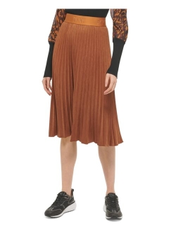 Women's Plisse Pleated Faux Suede Skirt