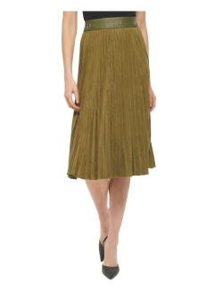 Women's Plisse Pleated Faux Suede Skirt