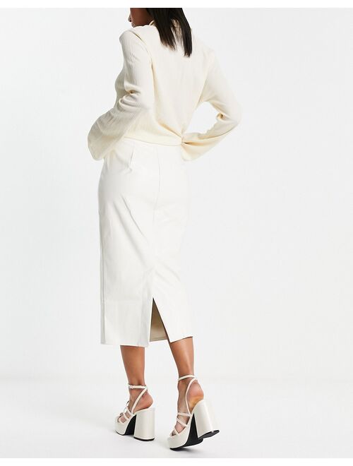 I Saw It First leather look midi skirt in cream - part of a set