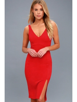 Iconic Moment Hot Pink Bodycon Midi Homecoming Dress